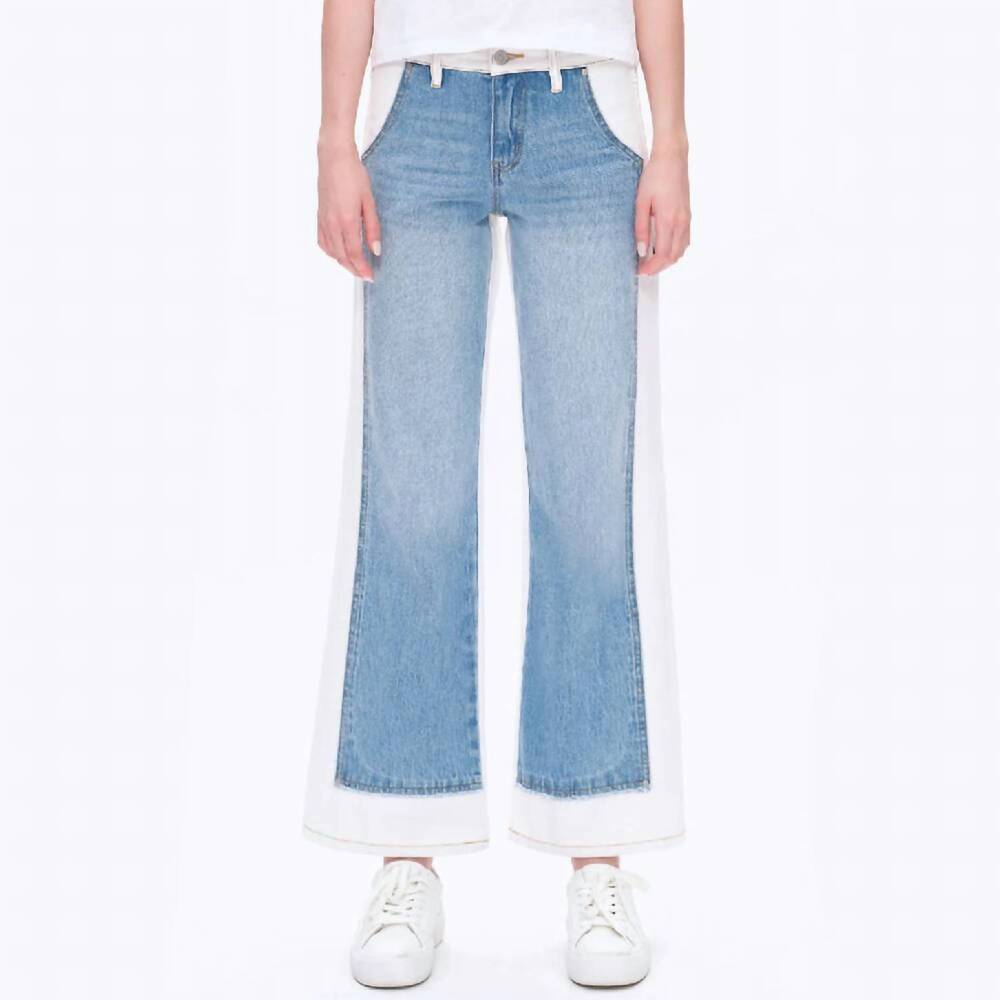 NEW BAYEAS jeremy mid rise two tones wide leg jean in cream